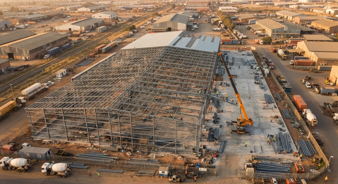 Aerial view of a Massive Construction site